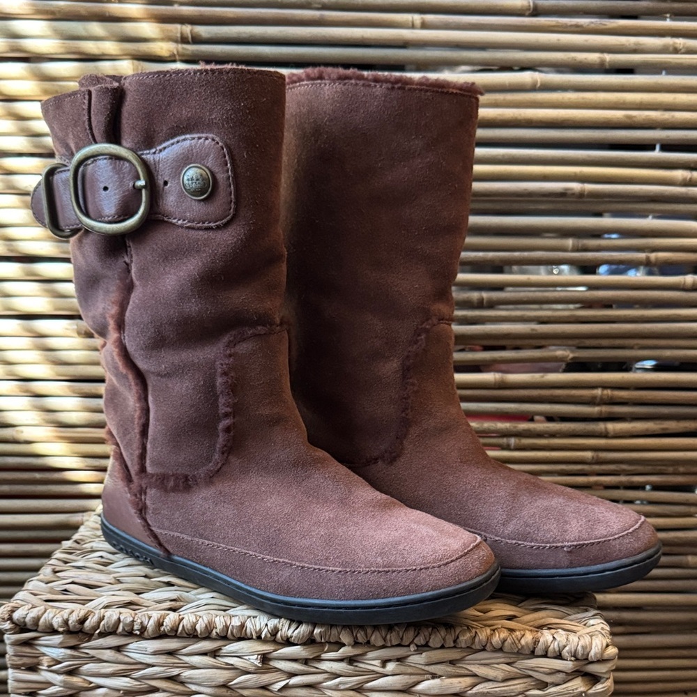 Coach Brown Suede Buckle Boots